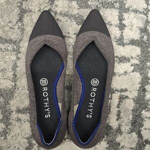 Rothy twilight metallic cap toe sparkly flat point shoes size 9 - like new